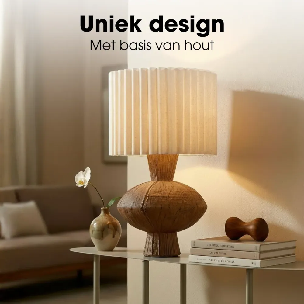 Mica Decorations Frey Tafellamp Woonkamer - Japandi Stijl - Lamp Decoratief met Lampenkap - Bureaulamp Tafellampen Woonkam...
