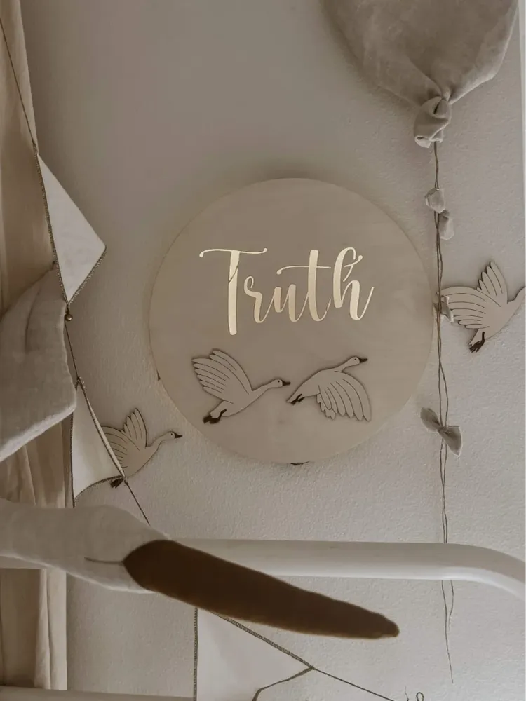 Houten Wandlamp met Ganzen en Naam Mijn winkel