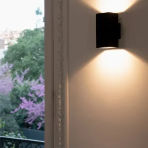 Milan - Dau 80 Rectangular wall lamp 2 x Led DOB Brushed Black aluminum