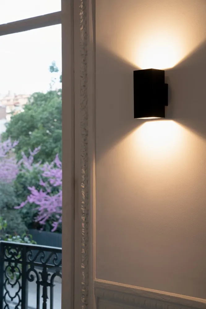 Milan - Dau 80 Rectangular wall lamp 2 x Led DOB Brushed Black aluminum
