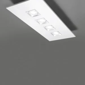 Milan - Polifemo rectangular ceiling lamp GU10 4 lights textured white