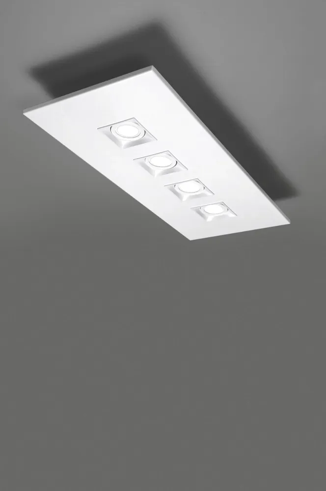 Milan - Polifemo rectangular ceiling lamp GU10 4 lights textured white