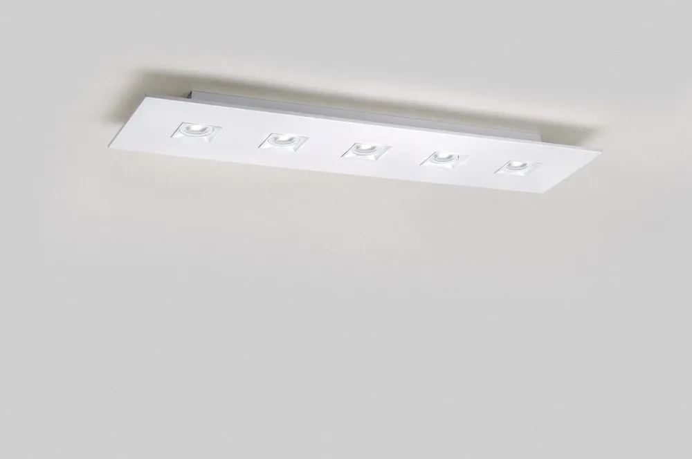 Milan - Polifemo rectangular ceiling lamp GU10 5 lights textured white