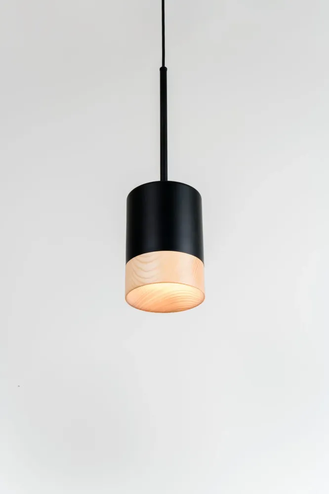 Milan - Third Pendant light GU10 textured black ash wood
