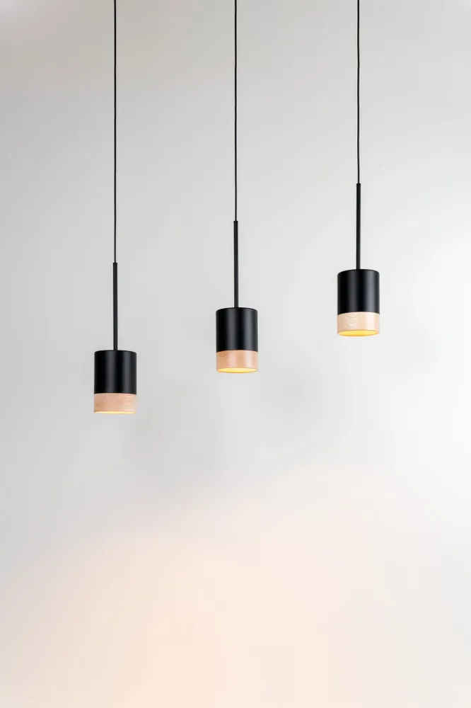 Milan - Third Pendant light GU10 textured black ash wood