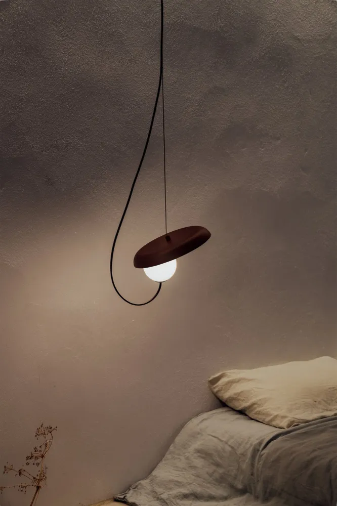 Milan - Wire Pendant @ 24 cm.G9 textured copper