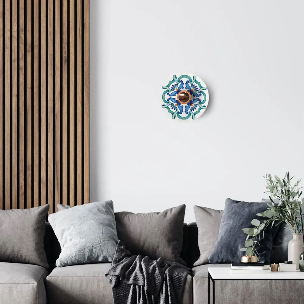 Mini Ellepì schotel 'Maioliche' Blauw voor lampen, diameter 24 cm - Made Italy