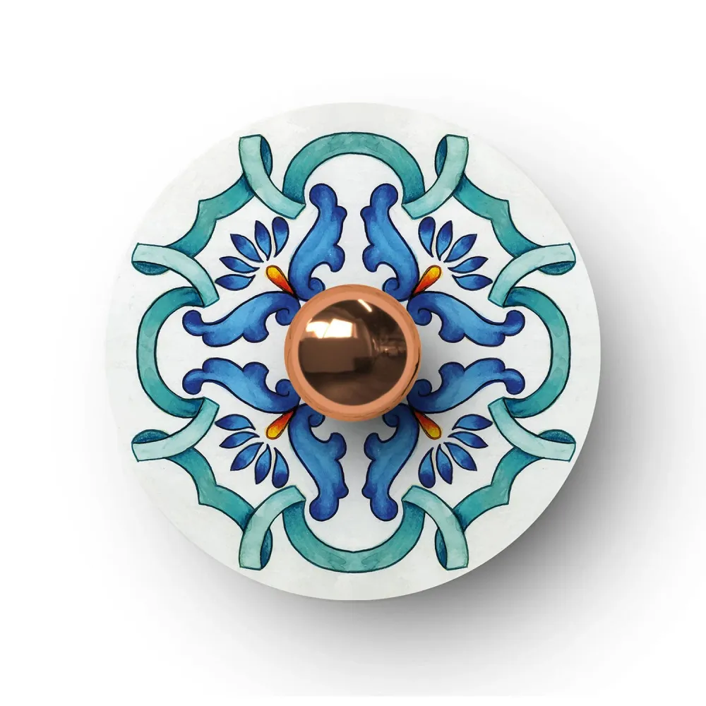 Mini Ellepì schotel 'Maioliche' Blauw voor lampen, diameter 24 cm - Made Italy