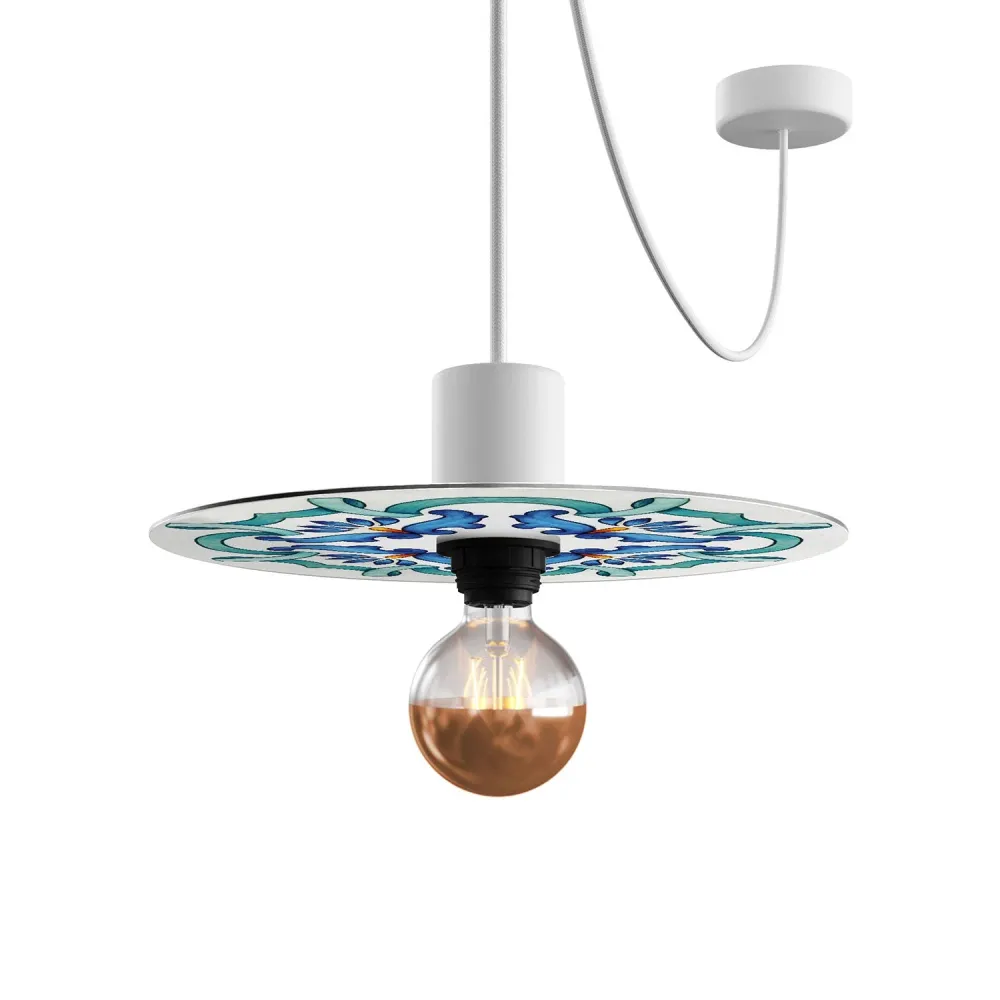 Mini Ellepì schotel 'Maioliche' Blauw voor lampen, diameter 24 cm - Made Italy