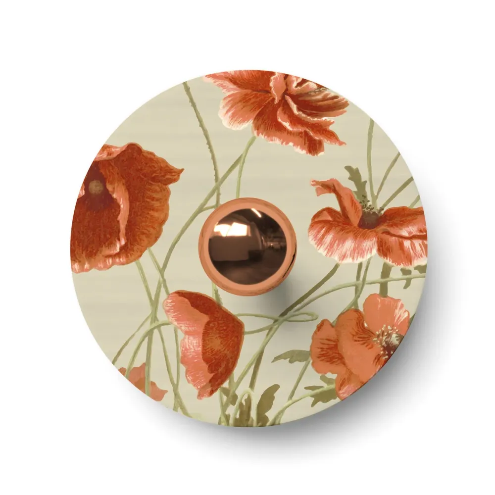 Mini platte Lampenkap Ellepì met bloemenmotief 'Blossom Haven' Botanisch Papaver, diameter 24 cm - Made Italy