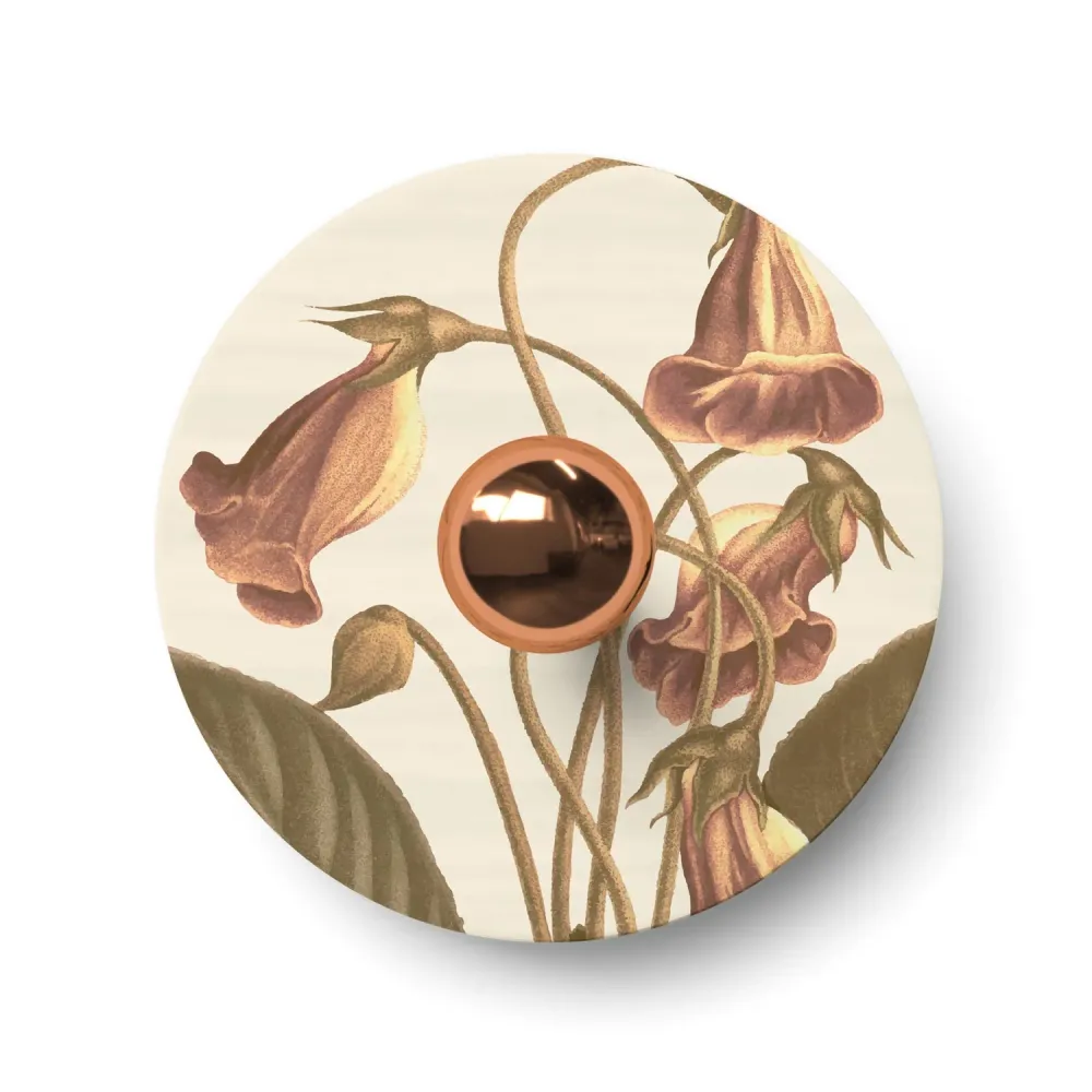 Mini platte lampenkap Ellepì met bloemmotieven 'Blossom Haven' Botanisch Gloxinia, diameter 24 cm - Made Italy