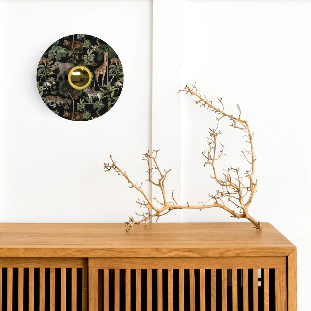 Mini platte Lampenkap Ellepì met jungle dieren 'Wildlife Whispers' Jungle Dieren, diameter 24 cm - Made Italy