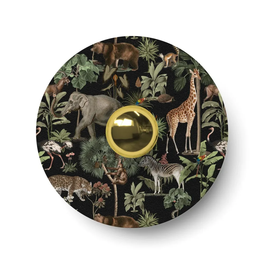 Mini platte Lampenkap Ellepì met jungle dieren 'Wildlife Whispers' Jungle Dieren, diameter 24 cm - Made Italy