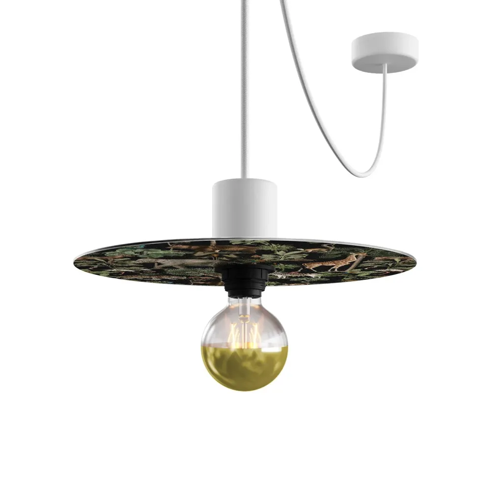 Mini platte Lampenkap Ellepì met jungle dieren 'Wildlife Whispers' Jungle Dieren, diameter 24 cm - Made Italy