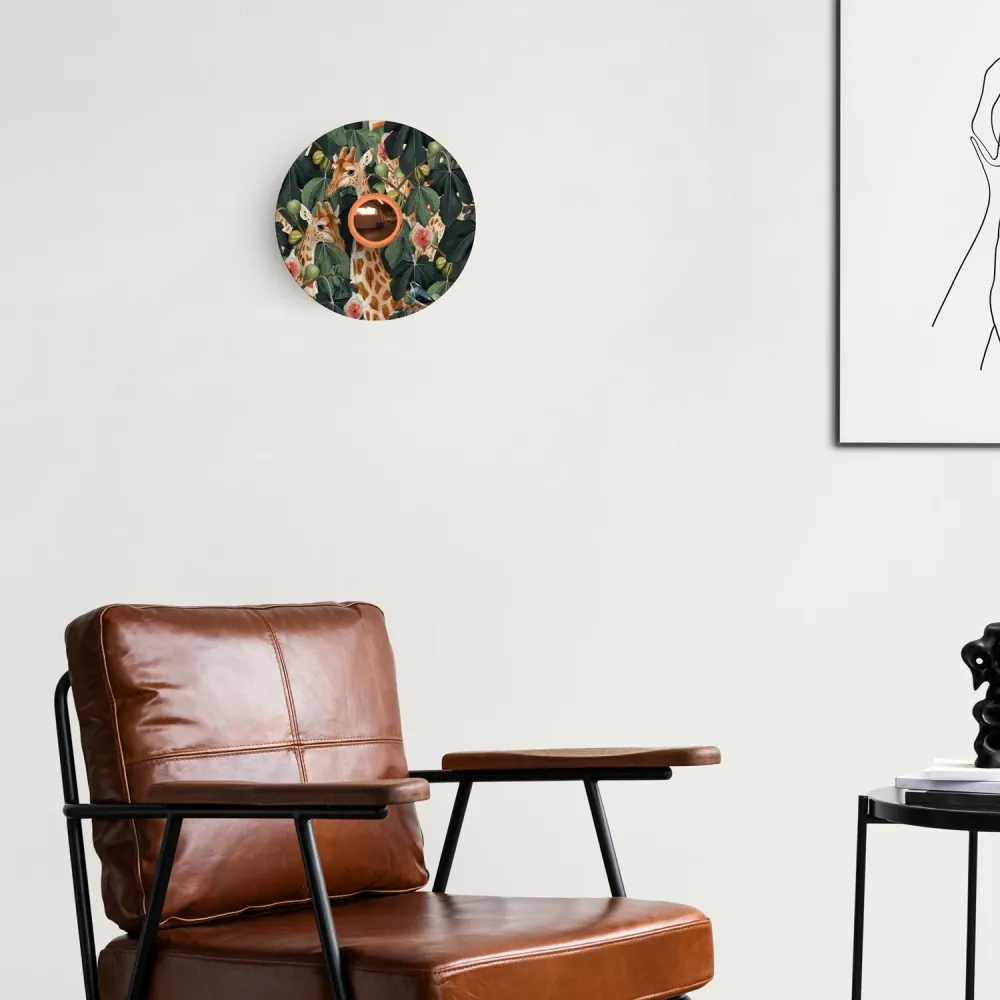 Mini platte lampenkap Ellepì met jungle-dieren ‘Wildlife Whispers’ Dieren Giraffen, diameter 24 cm - Made Italy