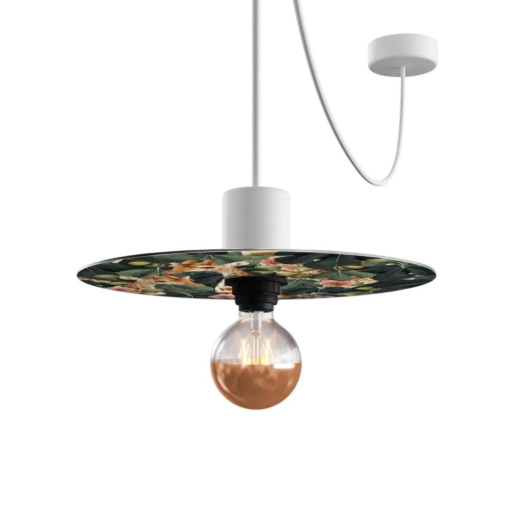 Mini platte lampenkap Ellepì met jungle-dieren ‘Wildlife Whispers’ Dieren Giraffen, diameter 24 cm - Made Italy