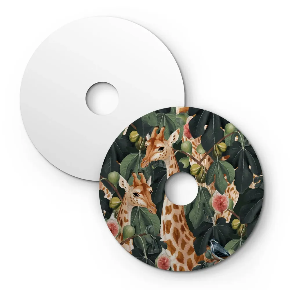 Mini platte lampenkap Ellepì met jungle-dieren ‘Wildlife Whispers’ Dieren Giraffen, diameter 24 cm - Made Italy