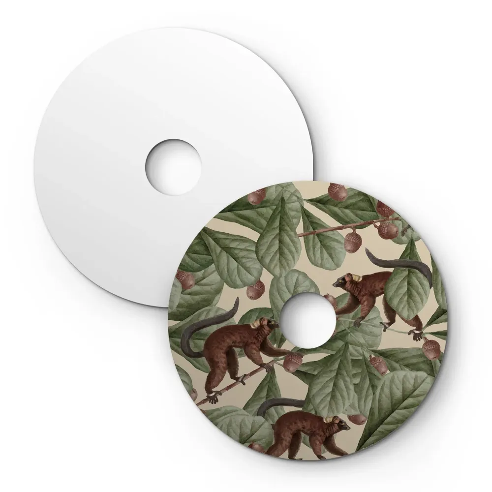 Mini platte lampenkap Ellepì met jungle-dieren 'Wildlife Whispers' Lemuren, diameter 24 cm - Made Italy
