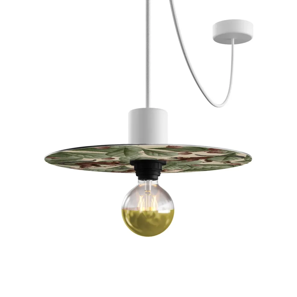 Mini platte lampenkap Ellepì met jungle-dieren 'Wildlife Whispers' Lemuren, diameter 24 cm - Made Italy