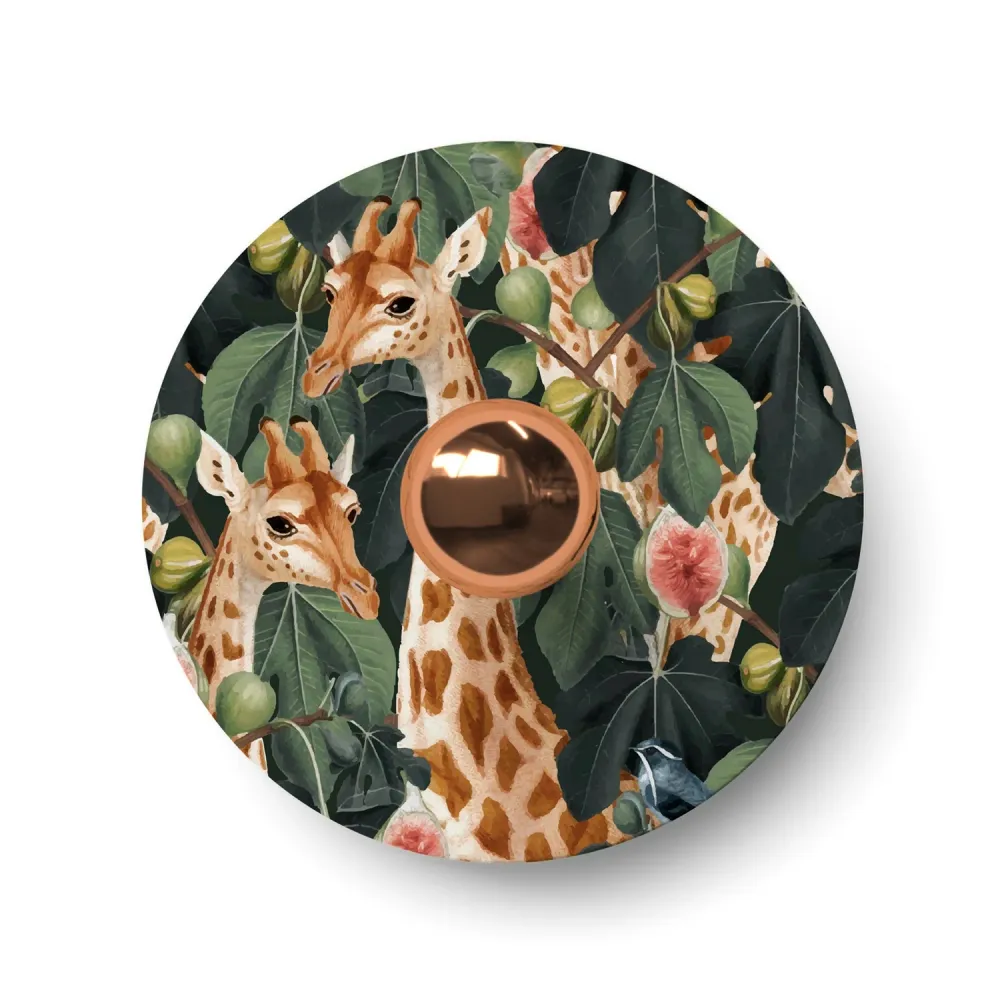 Mini platte lampenkap Ellepì met jungle-dieren ‘Wildlife Whispers’ Dieren Giraffen, diameter 24 cm - Made Italy