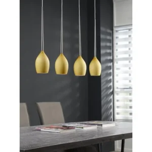 Mioni VETRO hanglamp met 4 glazen kelken en RVS-buis