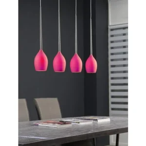 Mioni VETRO hanglamp met 4 glazen kelken en RVS-buis
