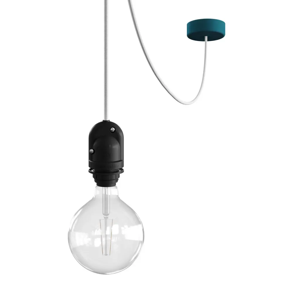 Modulair buitenlamp voor lampenkap met 5 m strijkijzersnoer, decentraal, plafondkap en fitting IP65 - Petrol