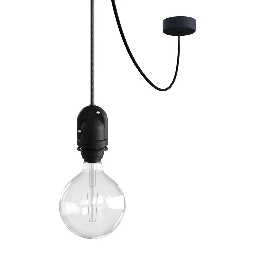 Modulair buitenlamp voor lampenkap met 5 m strijkijzersnoer, decentraal, plafondkap en fitting IP65 - Grafiet