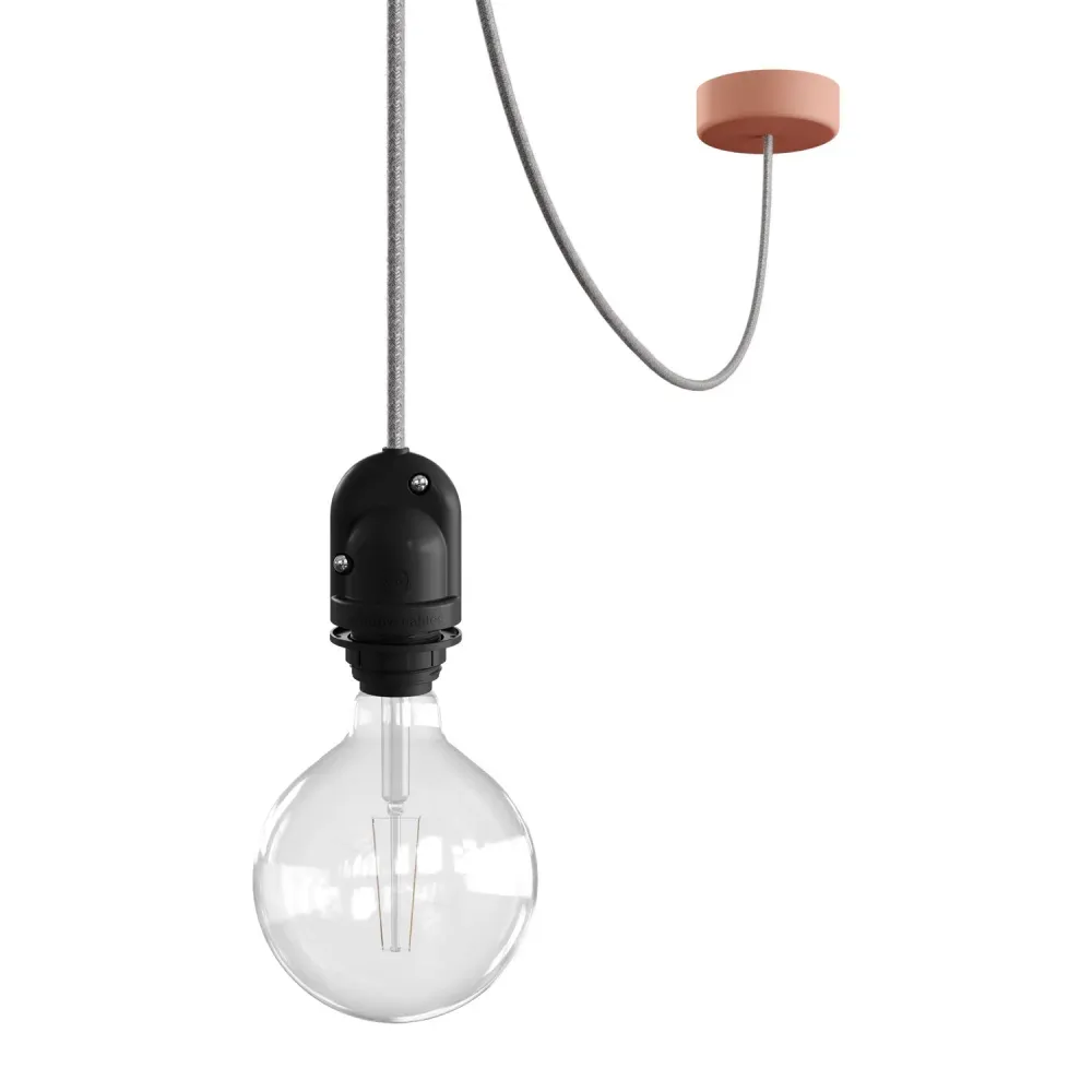 Modulair buitenlamp voor lampenkap met 5 m strijkijzersnoer, trekontlaster, plafondkap en fitting IP65 - Zalmroze