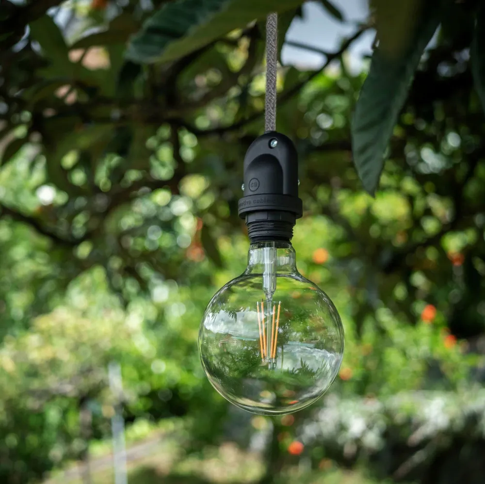 Modulair buitenlamp voor lampenkap met 5 m strijkijzersnoer, trekontlaster, plafondkap en fitting IP65 - Zalmroze