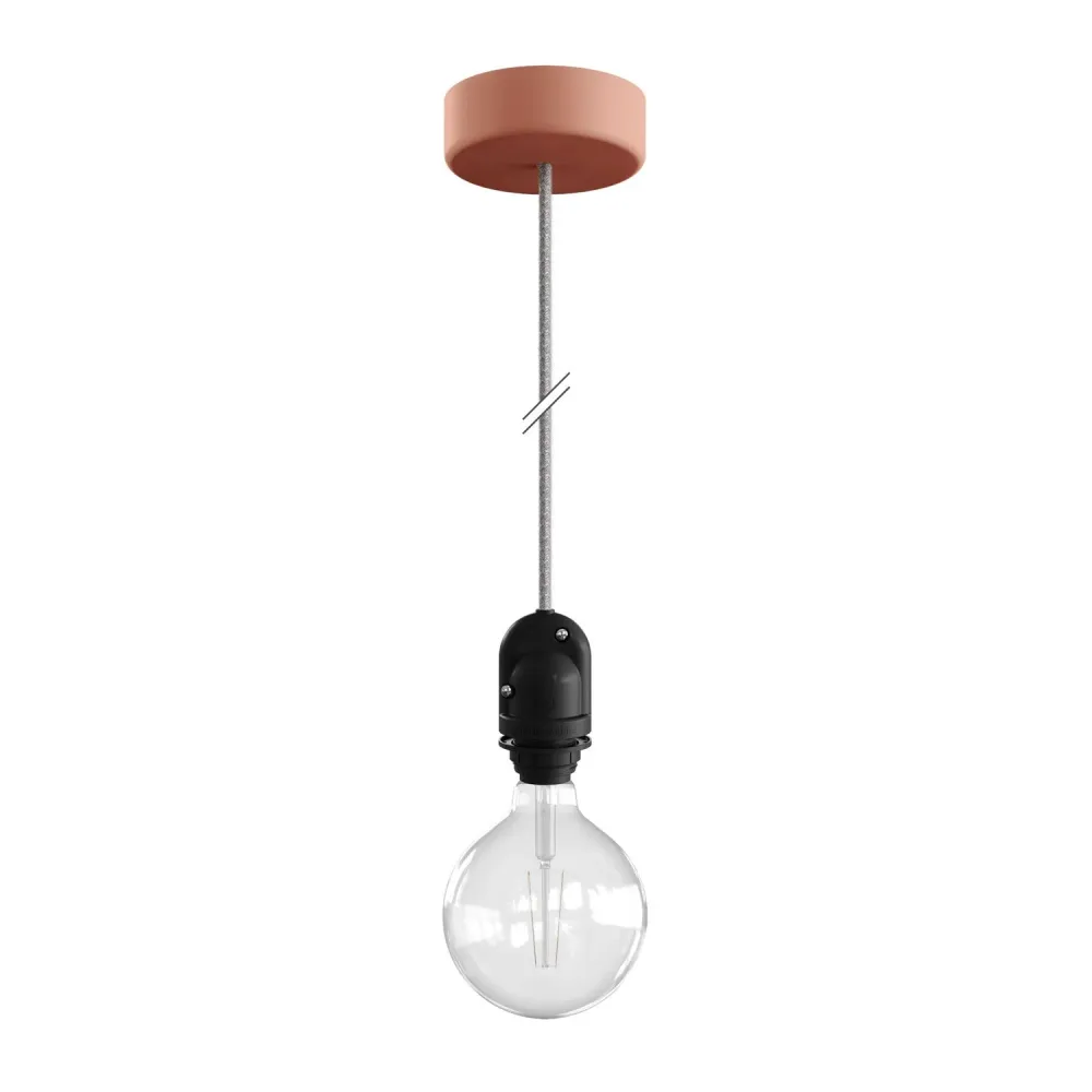 Modulair Lamp voor buitenlampenkap met 1,5 m strijkijzersnoer, plafondkap en fitting IP65 waterdicht - Zalmroze