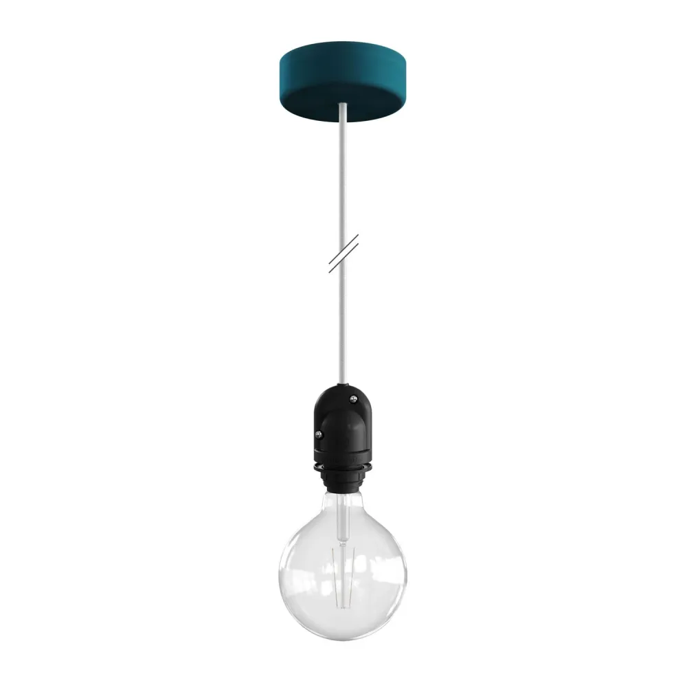 Modulair Lamp voor buitenlampenkap met 1,5 m strijkijzersnoer, plafondkap en IP65 waterdichte fitting - Petrol