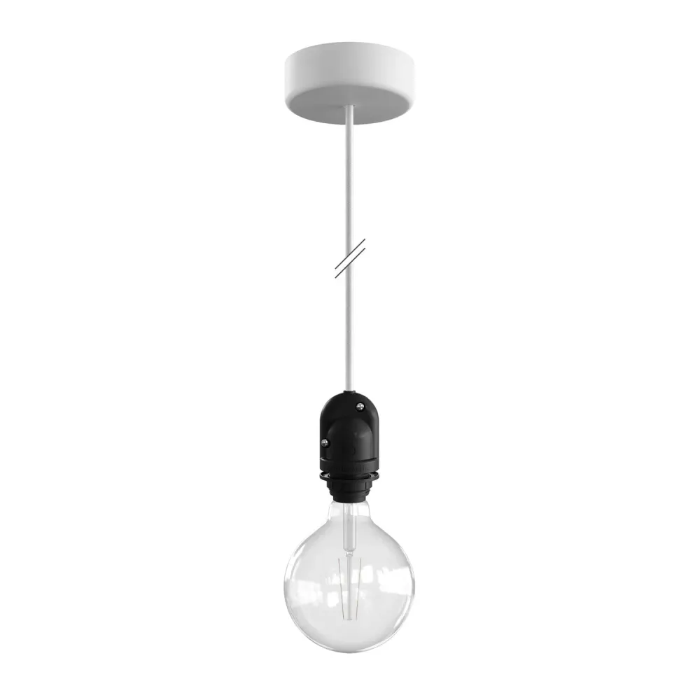 Modulair Lamp voor lampenkap voor buitengebruik met 1,5 m strijkijzersnoer, plafondkap en fitting IP65 waterdicht - Wit