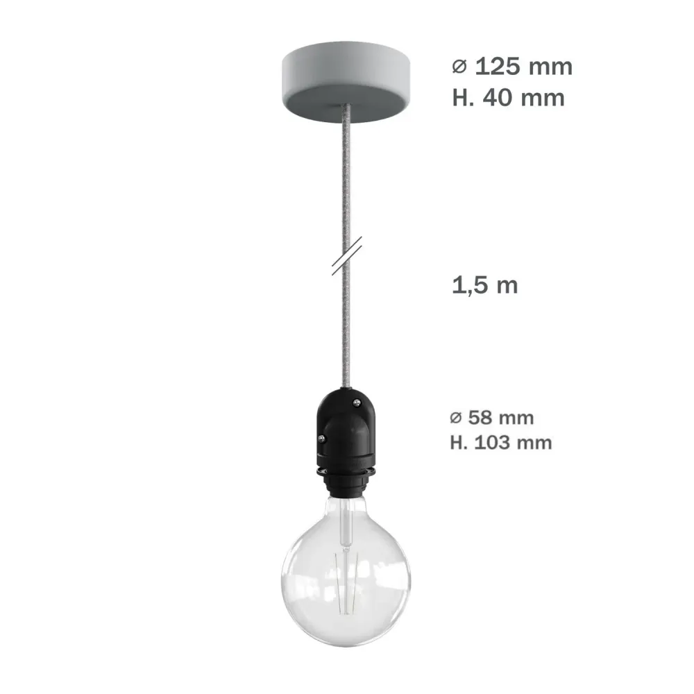 Modulair Lampenkap voor buiten met 1,5 m strijkijzersnoer, plafondkap en fitting IP65 waterdicht - Suikerblauw