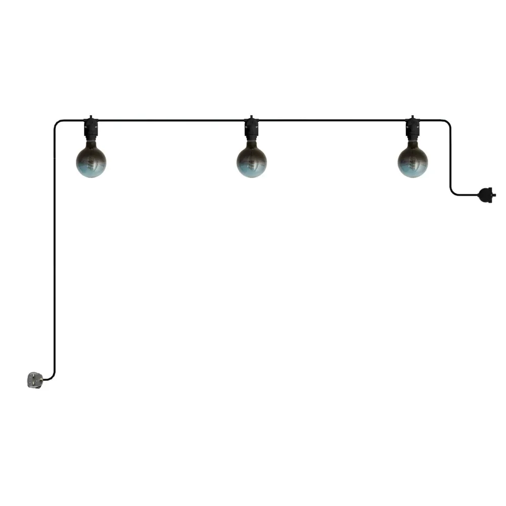 Modulaire lichtslinger voor buiten IP65, draagbaar met 3 lampen en UK-stekker - Zwart