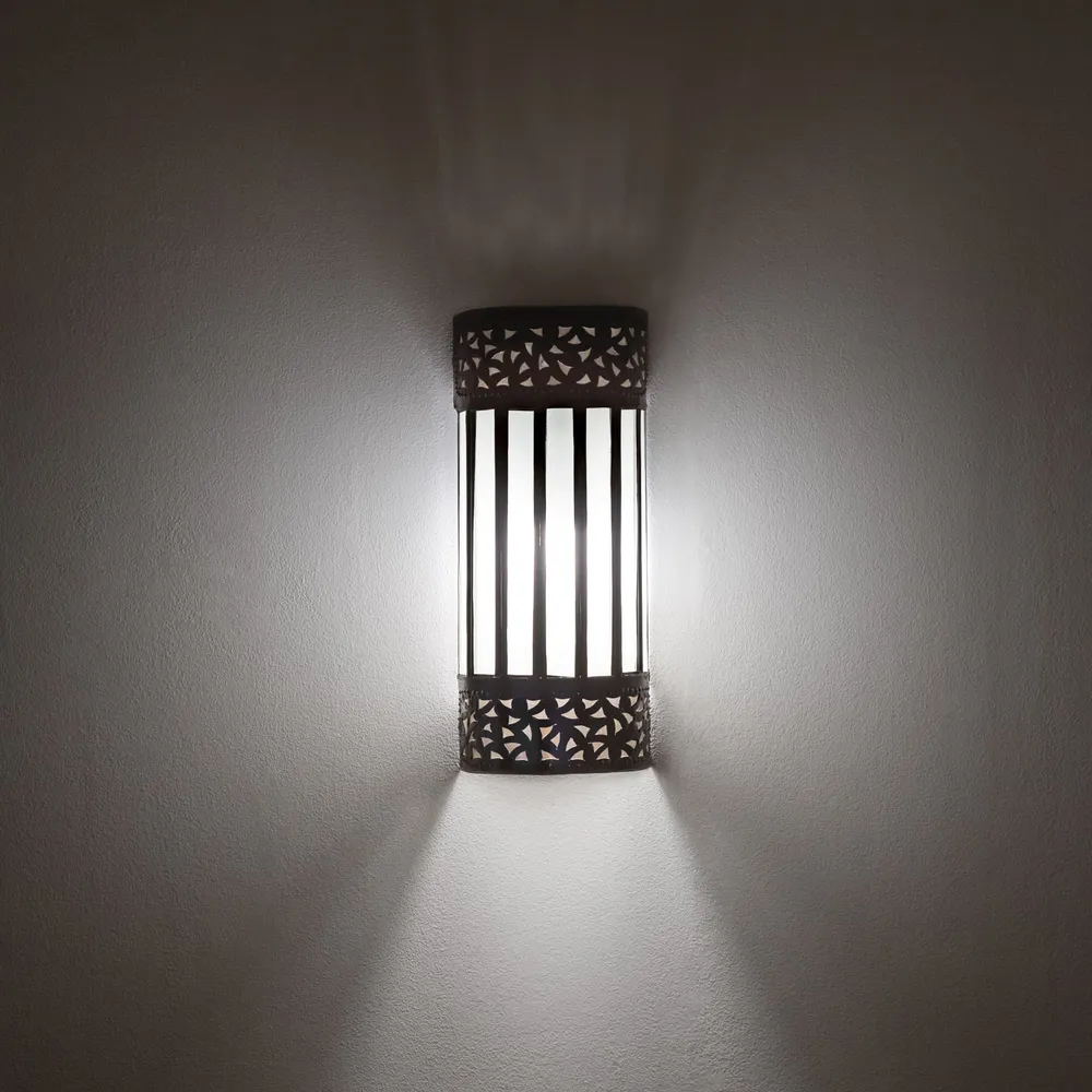 Nasrid glas en Arabisch smeedijzeren wandlamp 30x12cm