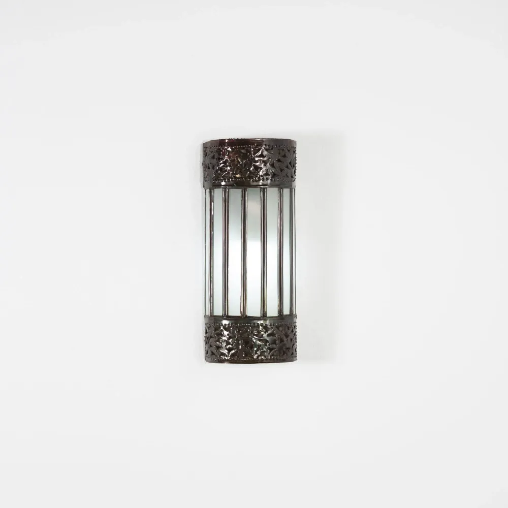 Nasrid glas en Arabisch smeedijzeren wandlamp 30x12cm
