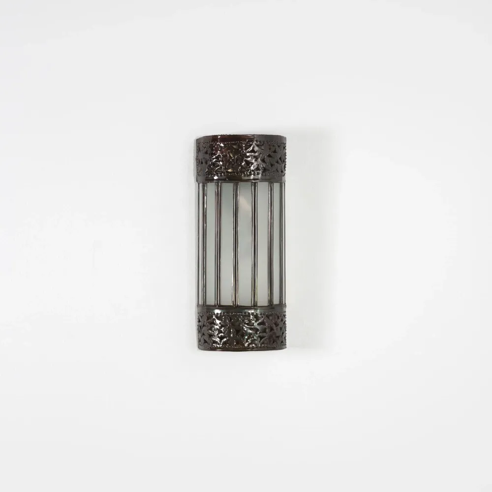 Nasrid glas en Arabisch smeedijzeren wandlamp 30x12cm