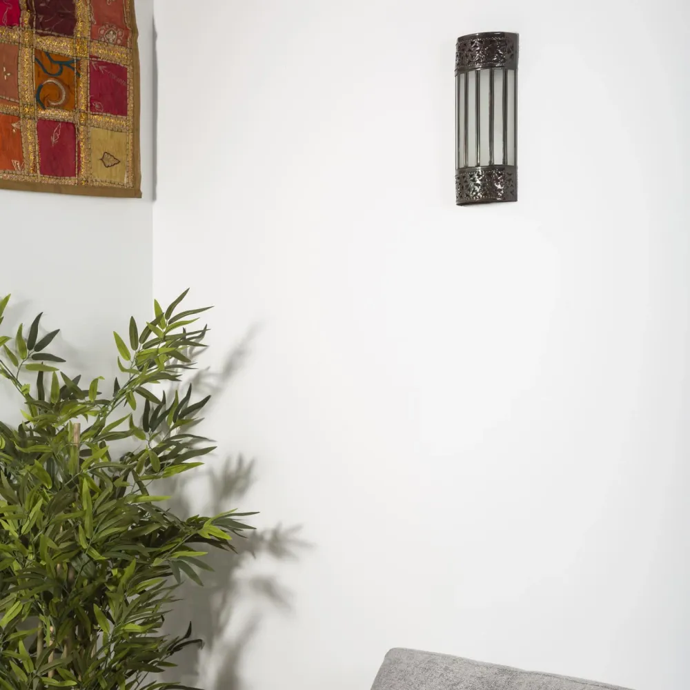 Nasrid glas en Arabisch smeedijzeren wandlamp 30x12cm
