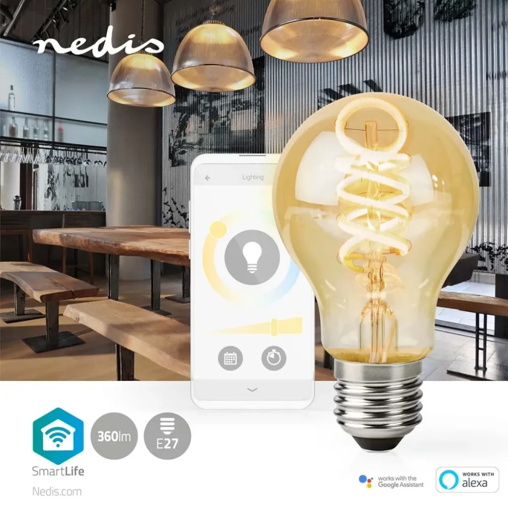 Nedis Wifilrt10A60 Smartlife Led Filamentlamp Wi-Fi E27 360 Lm 4.9 W Warm To Cool White 1800 - 6500 K Glas Android&Trade;...