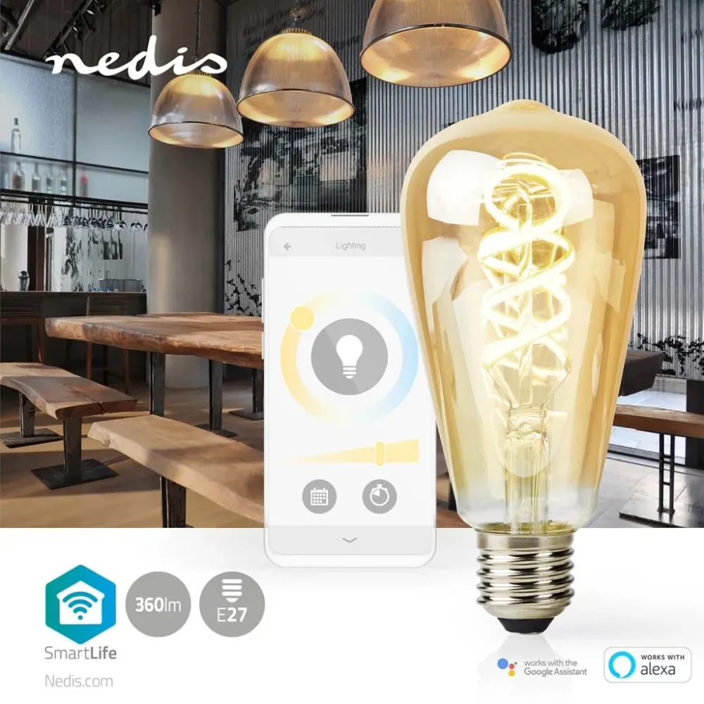 Nedis Wifilrt10St64 Smartlife Led Filamentlamp Wi-Fi E27 360 Lm 4.9 W Warm To Cool White 1800 - 6500 K Glas Android&Trade;...