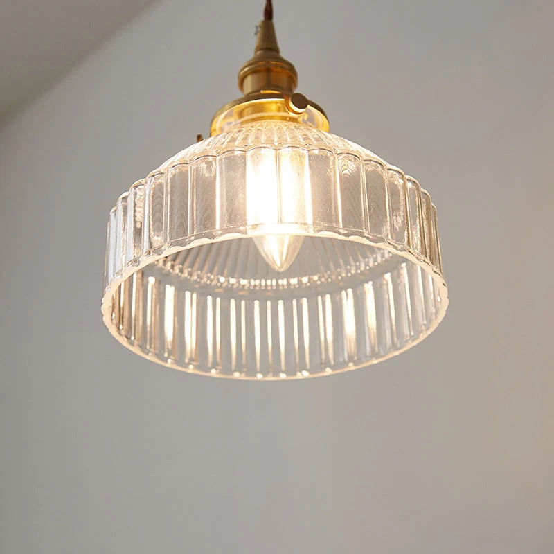 LoftGlow – Rustieke Hanglamp met Gestreept Glas Niyra