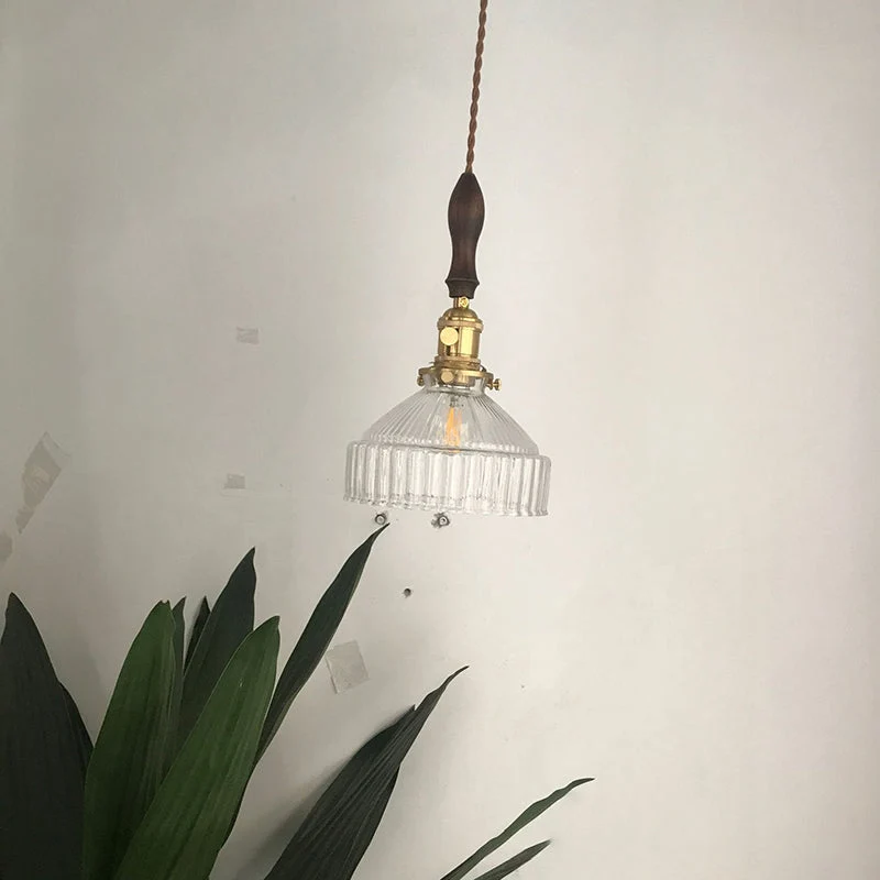 LoftGlow – Rustieke Hanglamp met Gestreept Glas Niyra