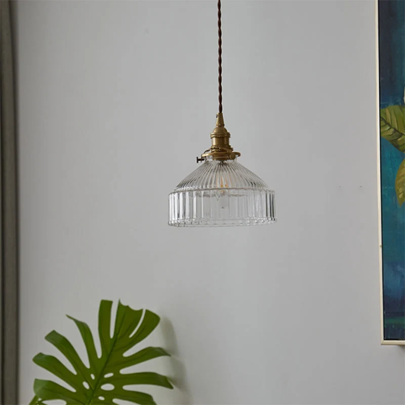 LoftGlow – Rustieke Hanglamp met Gestreept Glas Niyra