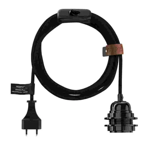 HOOPZI Pendelsnoer - zwart - linnen - 4.5 meter - max 40W - fitting E27 NOA MAY