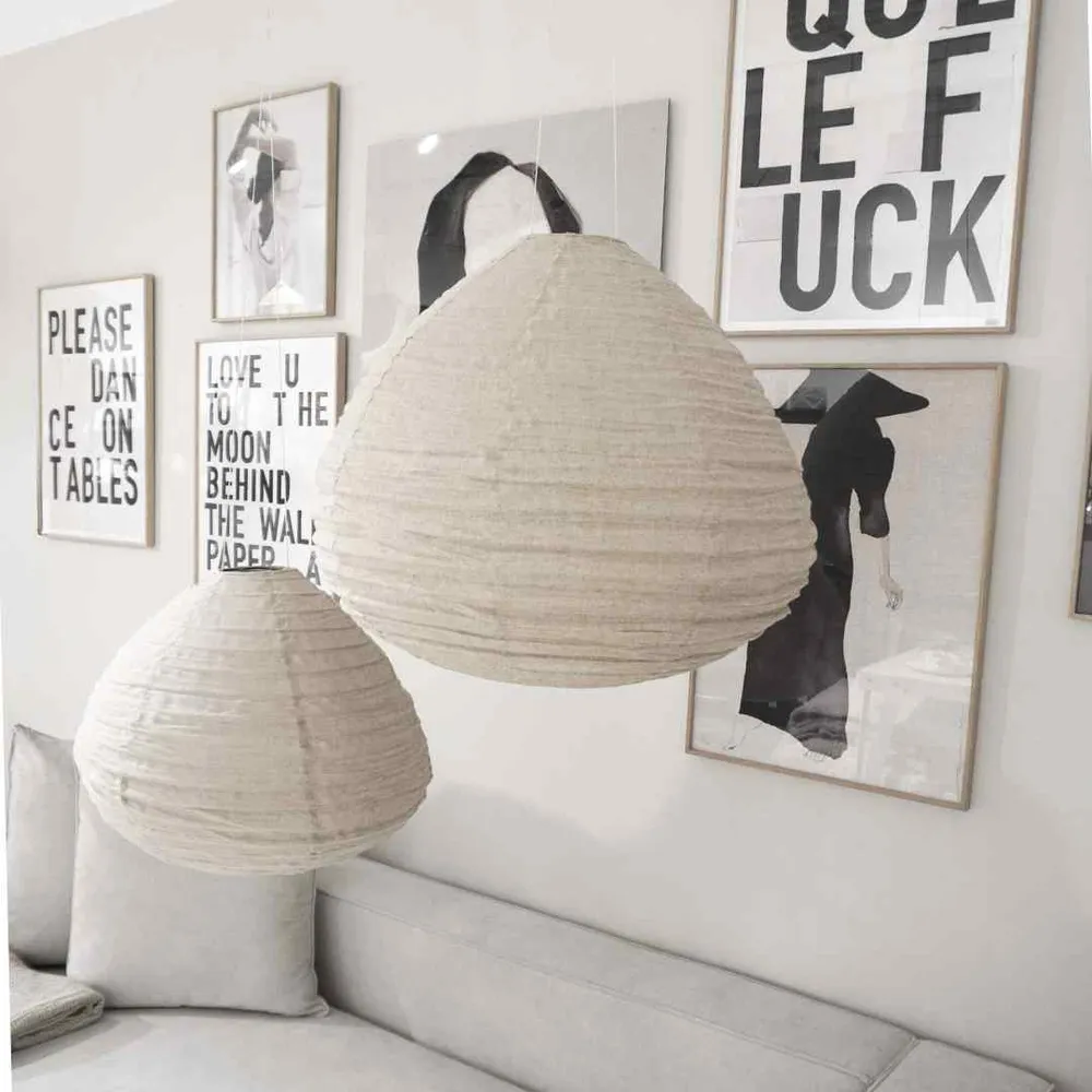 NOA MAY Hanglamp Dome - taupe - linnen - Large - Ø 50 cm / H 42 cm
