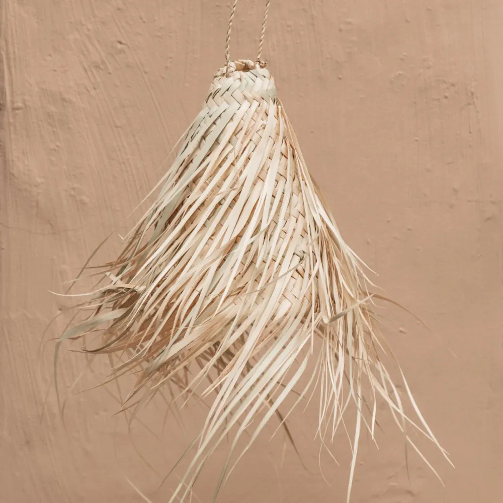 NOA MAY Hanglamp Fringe -naturel - palmblad - Ø 33 x h 33 cm