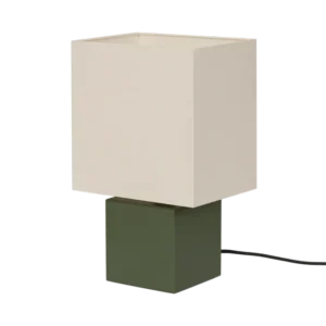 noo.ma Zam tafellamp - Forest Green, geometrisch design met houten voet
