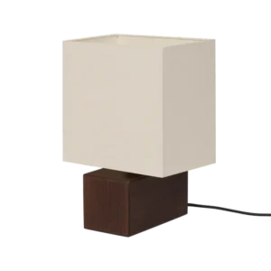 noo.ma Zam tafellamp - geometrisch, hout en textiel, Cocoa Brown