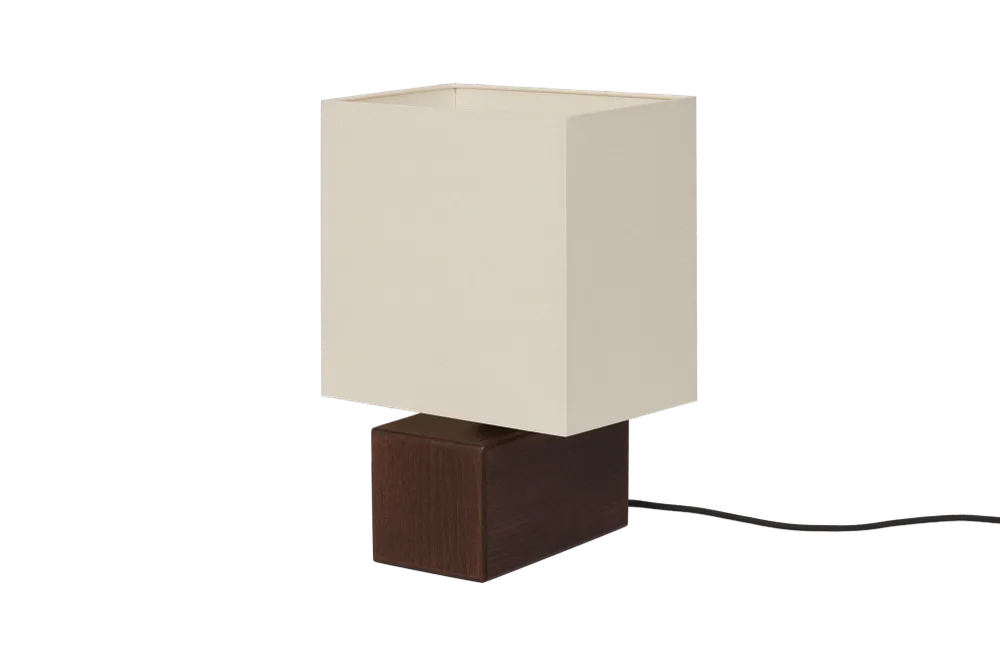 noo.ma Zam tafellamp - geometrisch, hout en textiel, Cocoa Brown
